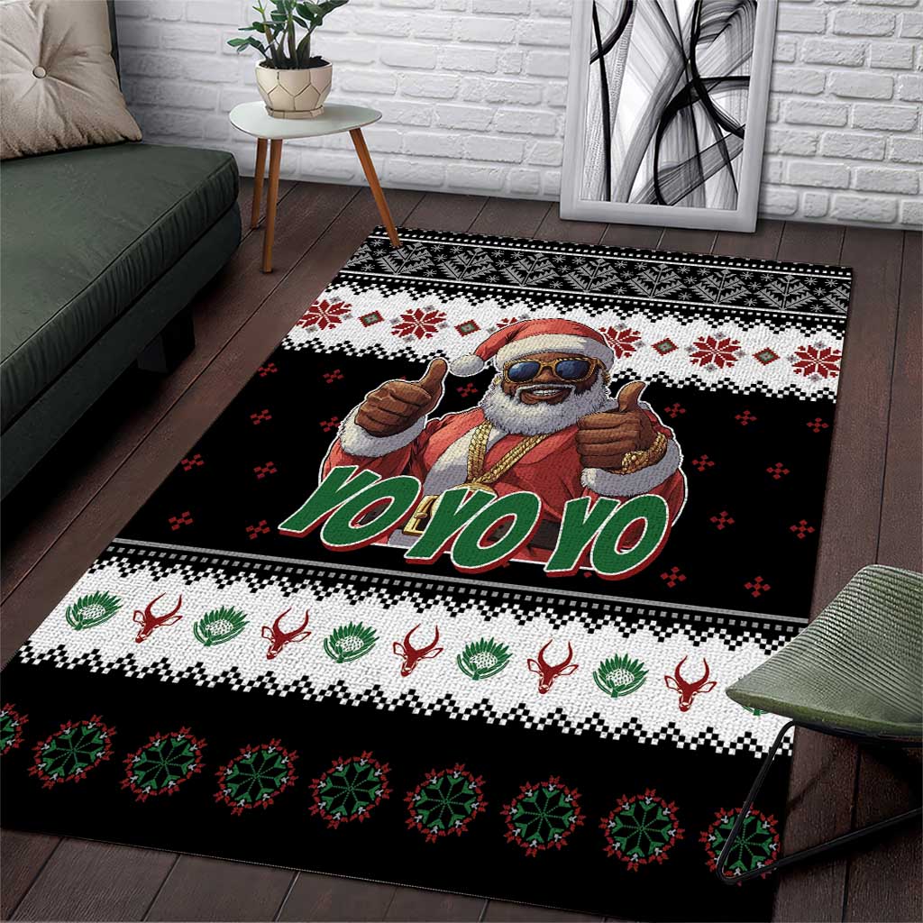 South Africa Christmas Area Rug Hip Hop Santa Claus