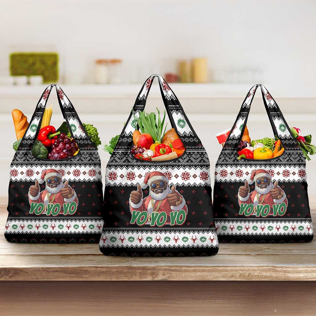 South Africa Christmas Grocery Bag Hip Hop Santa Claus