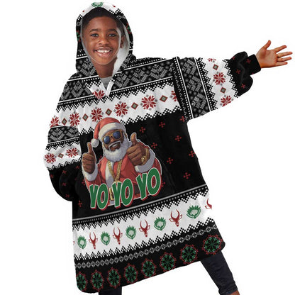 South Africa Christmas Kid Wearable Blanket Hoodie Hip Hop Santa Claus