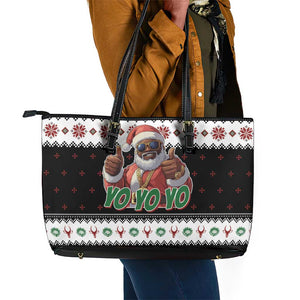 South Africa Christmas Leather Tote Bag Hip Hop Santa Claus