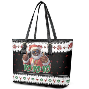 South Africa Christmas Leather Tote Bag Hip Hop Santa Claus