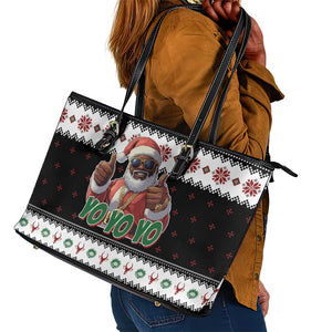 South Africa Christmas Leather Tote Bag Hip Hop Santa Claus