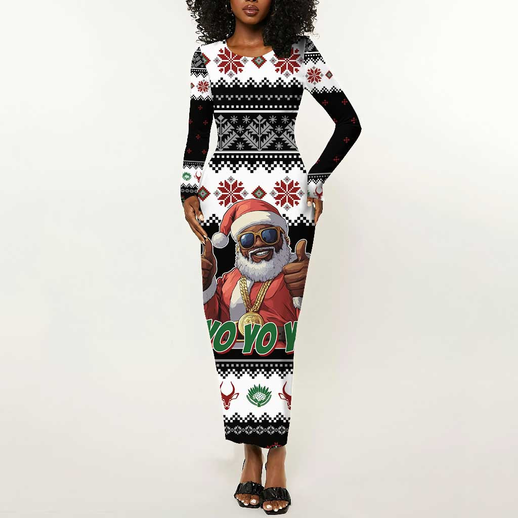 South Africa Christmas Long Sleeve Bodycon Dress Hip Hop Santa Claus