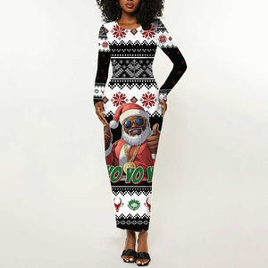 South Africa Christmas Long Sleeve Bodycon Dress Hip Hop Santa Claus