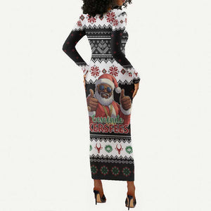 South Africa Christmas Long Sleeve Bodycon Dress Hip Hop Santa Claus