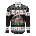South Africa Christmas Long Sleeve Button Shirt Hip Hop Santa Claus