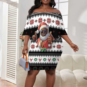 South Africa Christmas Off Shoulder Short Dress Hip Hop Santa Claus