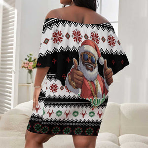 South Africa Christmas Off Shoulder Short Dress Hip Hop Santa Claus