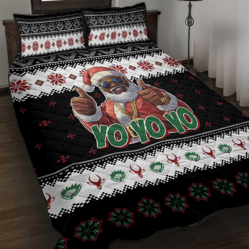 South Africa Christmas Quilt Bed Set Hip Hop Santa Claus