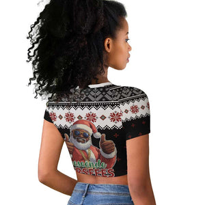 South Africa Christmas Raglan Cropped T shirt Hip Hop Santa Claus