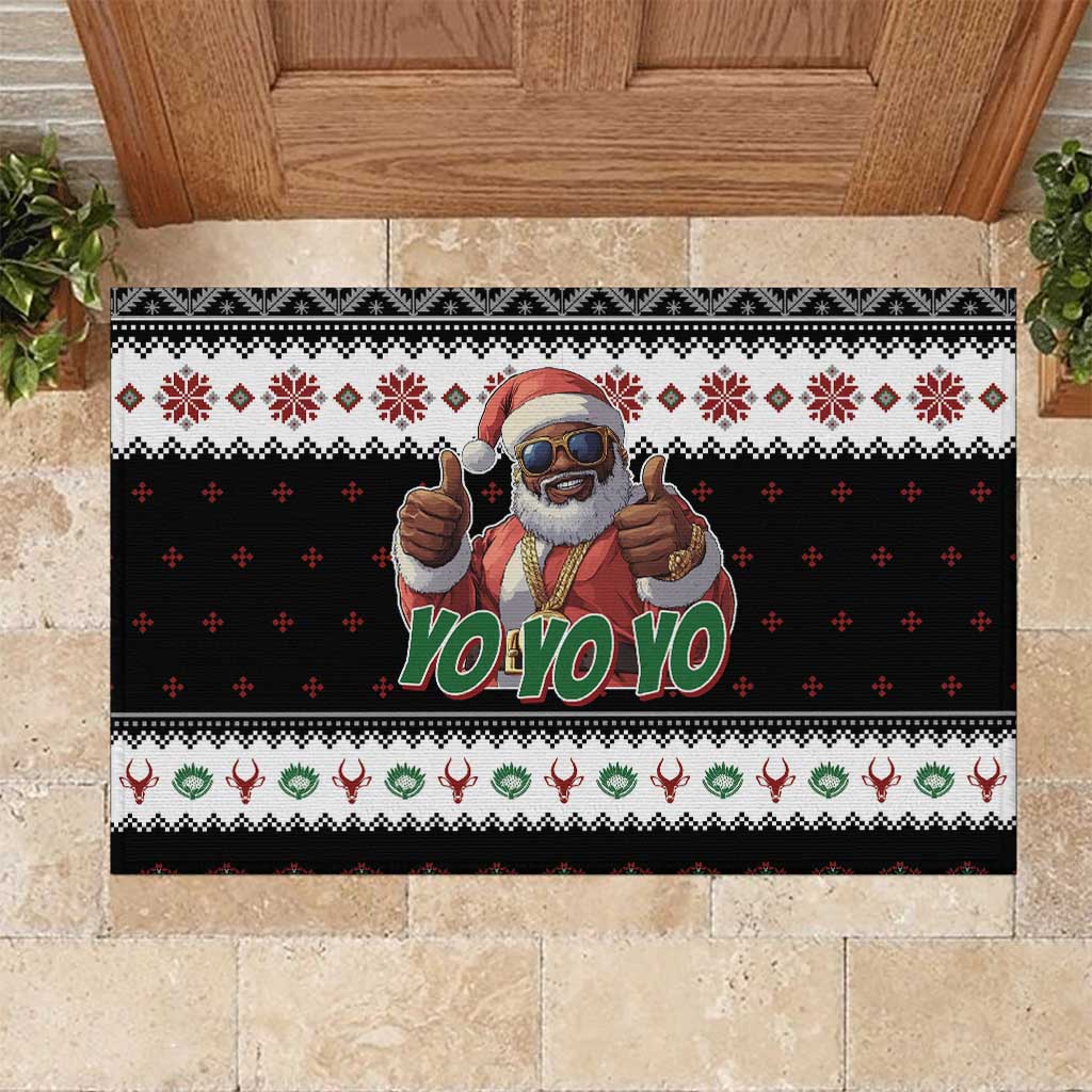 South Africa Christmas Rubber Doormat Hip Hop Santa Claus