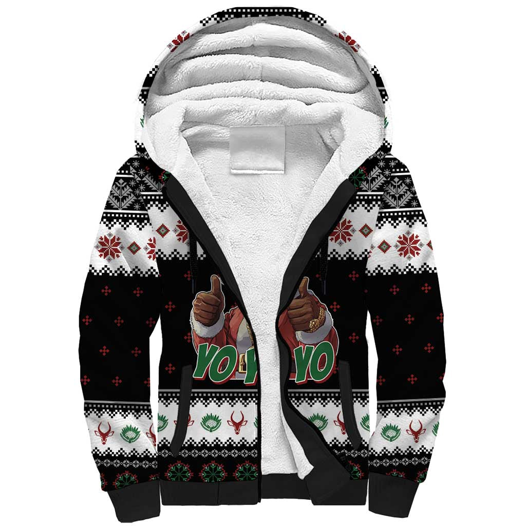 South Africa Christmas Sherpa Hoodie Hip Hop Santa Claus