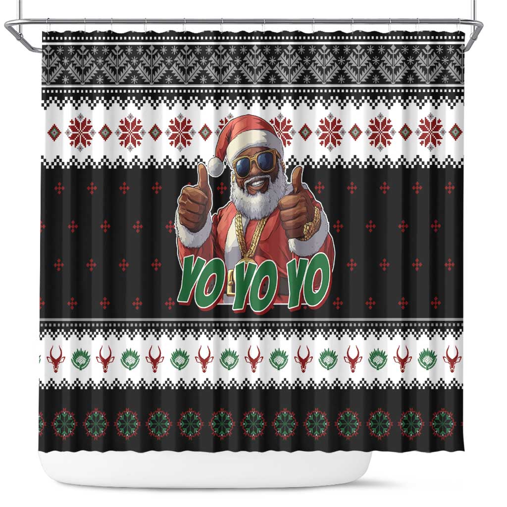 South Africa Christmas Shower Curtain Hip Hop Santa Claus