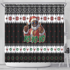 South Africa Christmas Shower Curtain Hip Hop Santa Claus