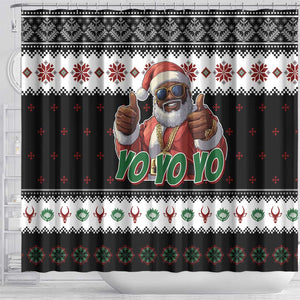 South Africa Christmas Shower Curtain Hip Hop Santa Claus