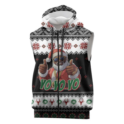 South Africa Christmas Sleeveless Zip Hoodie Hip Hop Santa Claus - African Pride