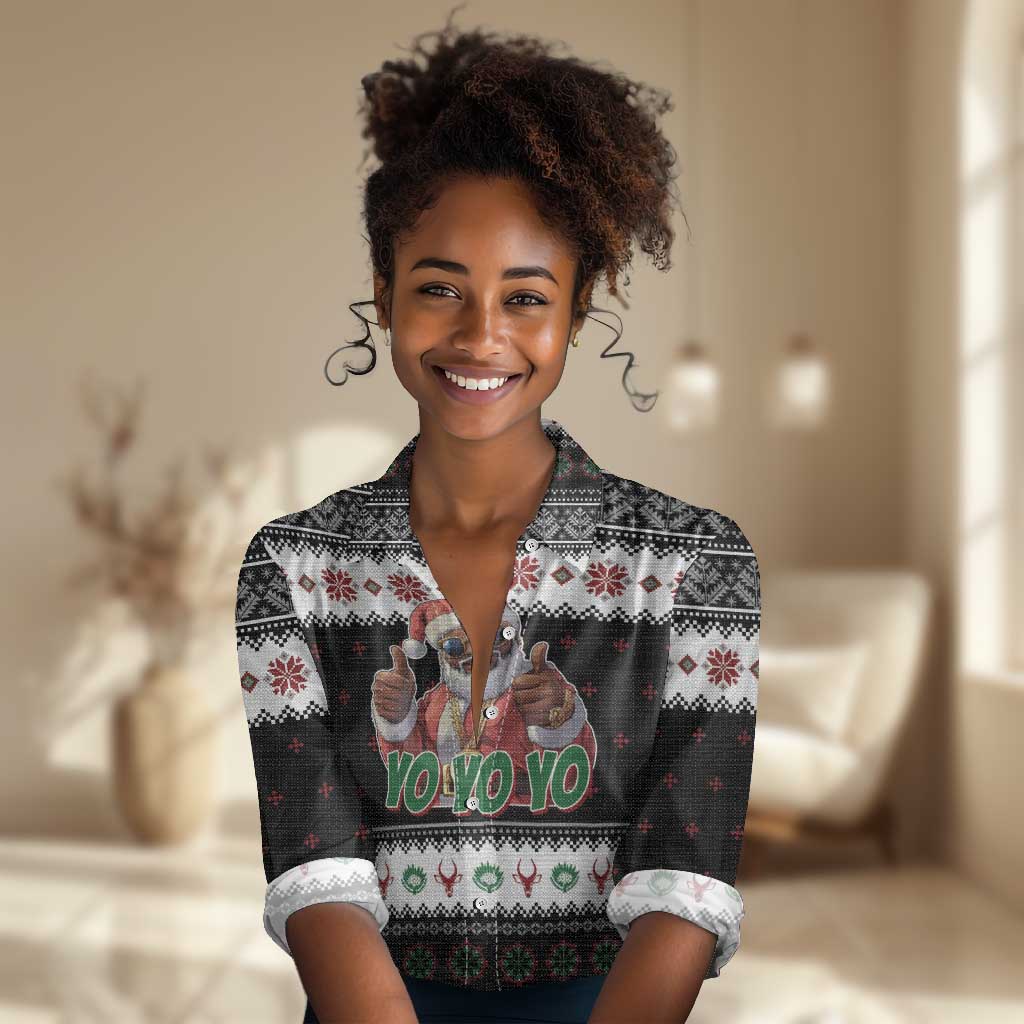 South Africa Christmas Women Casual Shirt Hip Hop Santa Claus