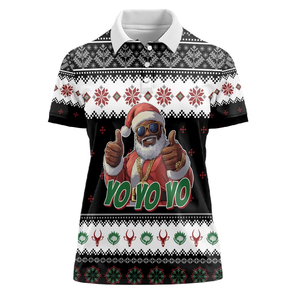 South Africa Christmas Women Polo Shirt Hip Hop Santa Claus