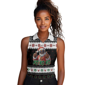 South Africa Christmas Women Sleeveless Polo Shirt Hip Hop Santa Claus