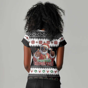 South Africa Christmas Women V-Neck T-Shirt Hip Hop Santa Claus