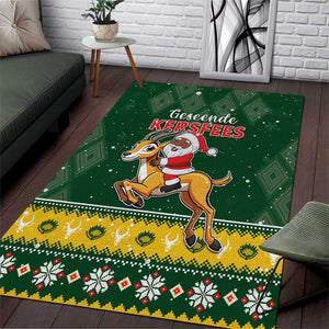 South Africa Christmas Area Rug Funny Santa Riding Springbok LT05