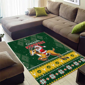 South Africa Christmas Area Rug Funny Santa Riding Springbok LT05