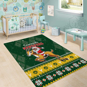 South Africa Christmas Area Rug Funny Santa Riding Springbok LT05