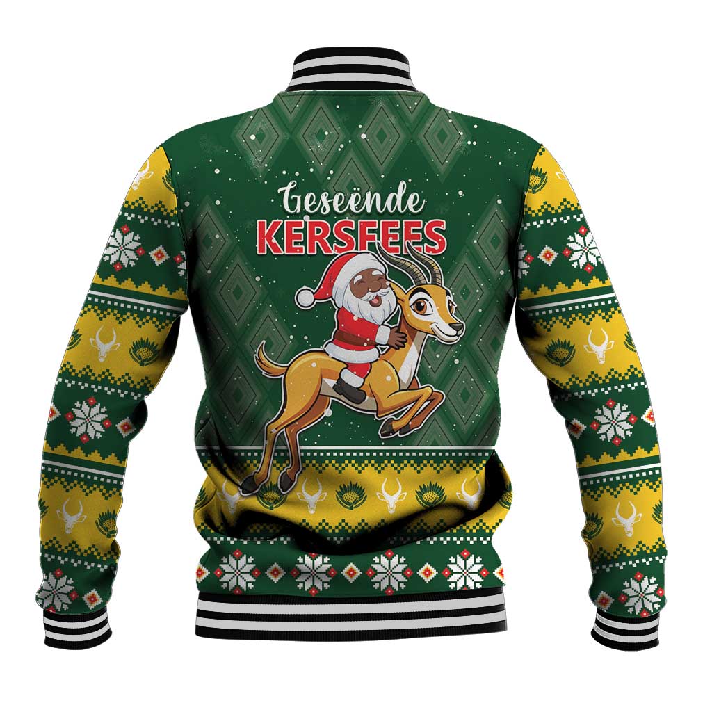 South Africa Christmas Baseball Jacket Funny Santa Riding Springbok LT05