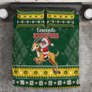 South Africa Christmas Bedding Set Funny Santa Riding Springbok