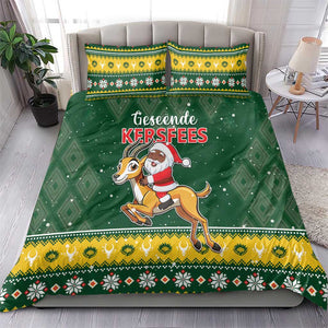 South Africa Christmas Bedding Set Funny Santa Riding Springbok