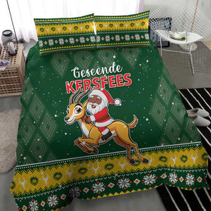 South Africa Christmas Bedding Set Funny Santa Riding Springbok