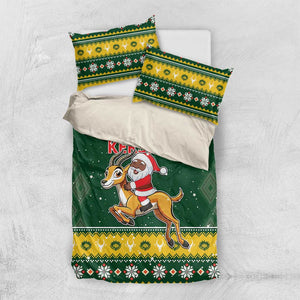 South Africa Christmas Bedding Set Funny Santa Riding Springbok