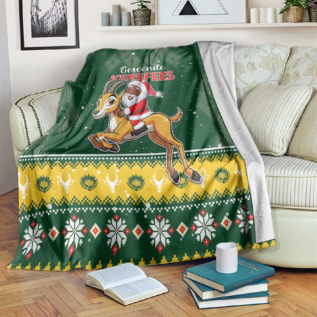 South Africa Christmas Blanket Funny Santa Riding Springbok