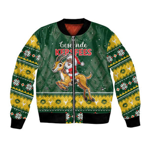 South Africa Christmas Bomber Jacket Funny Santa Riding Springbok