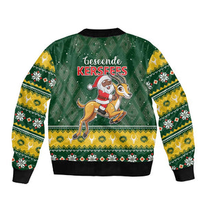 South Africa Christmas Bomber Jacket Funny Santa Riding Springbok