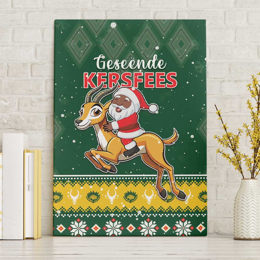 South Africa Christmas Canvas Wall Art Funny Santa Riding Springbok