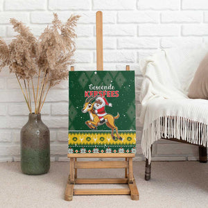 South Africa Christmas Canvas Wall Art Funny Santa Riding Springbok