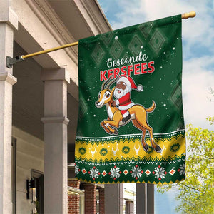 South Africa Christmas Garden Flag Funny Santa Riding Springbok