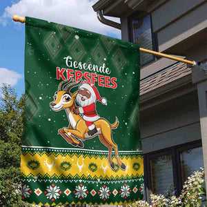 South Africa Christmas Garden Flag Funny Santa Riding Springbok