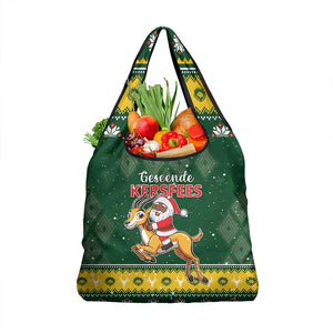 South Africa Christmas Grocery Bag Funny Santa Riding Springbok