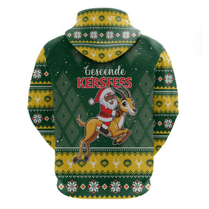 South Africa Christmas Hoodie Funny Santa Riding Springbok LT05