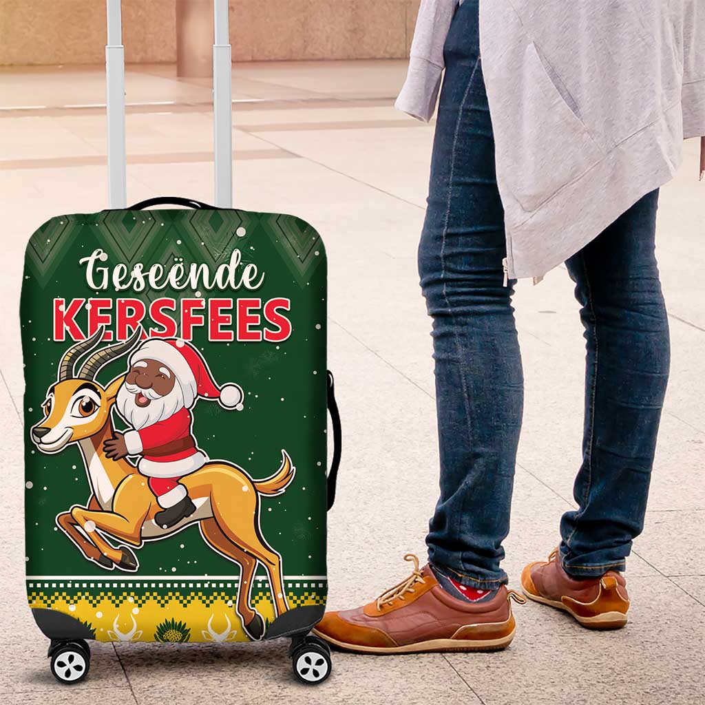 South Africa Christmas Luggage Cover Funny Santa Riding Springbok