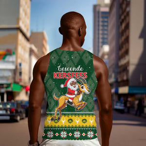 South Africa Christmas Men Tank Top Funny Santa Riding Springbok LT05