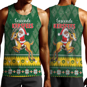 South Africa Christmas Men Tank Top Funny Santa Riding Springbok LT05