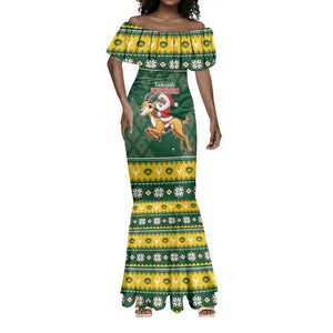 South Africa Christmas Mermaid Dress Funny Santa Riding Springbok LT05