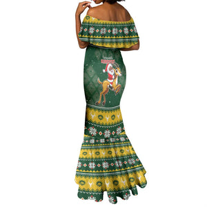 South Africa Christmas Mermaid Dress Funny Santa Riding Springbok LT05