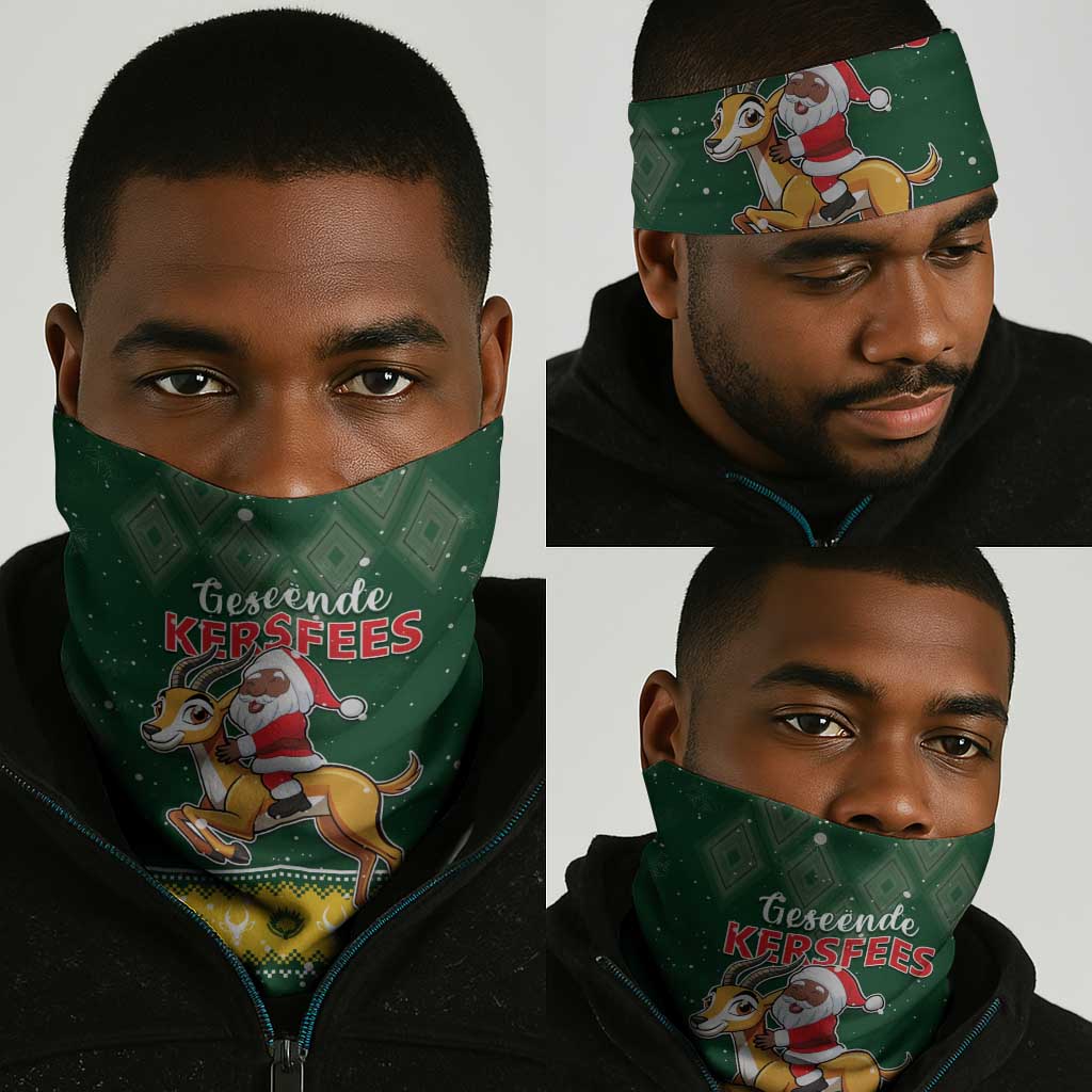 South Africa Christmas Neck Gaiter Funny Santa Riding Springbok LT05