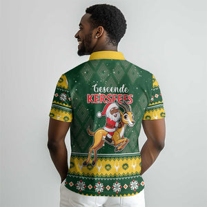 South Africa Christmas Polo Shirt Funny Santa Riding Springbok LT05