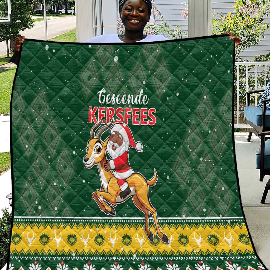 South Africa Christmas Quilt Funny Santa Riding Springbok