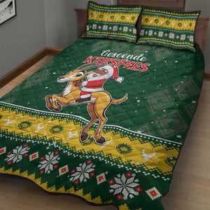 South Africa Christmas Quilt Bed Set Funny Santa Riding Springbok